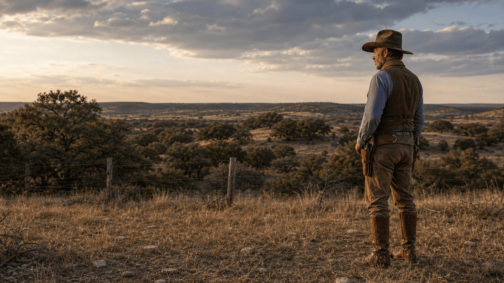 Bison Jay looking across the dry central Texas range